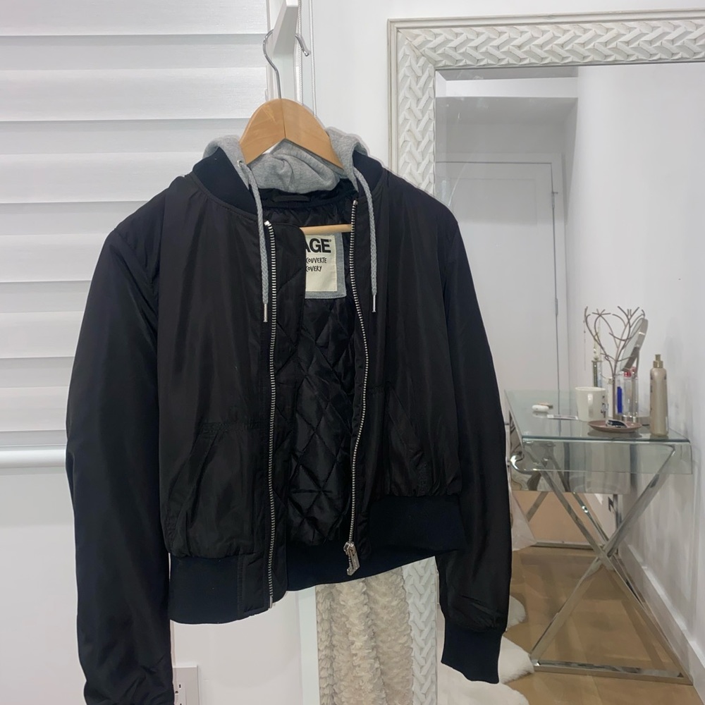 Garage Black Bomber Jacket with Hood